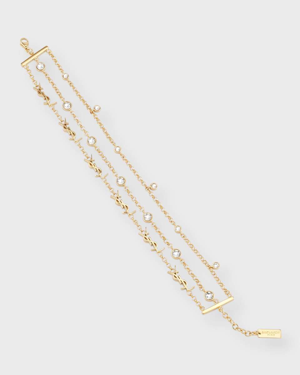YSL Rhinestone Multi Chain Bracelet